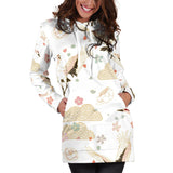 Beautiful Japanese Cranes Pattern Women'S Hoodie Dress