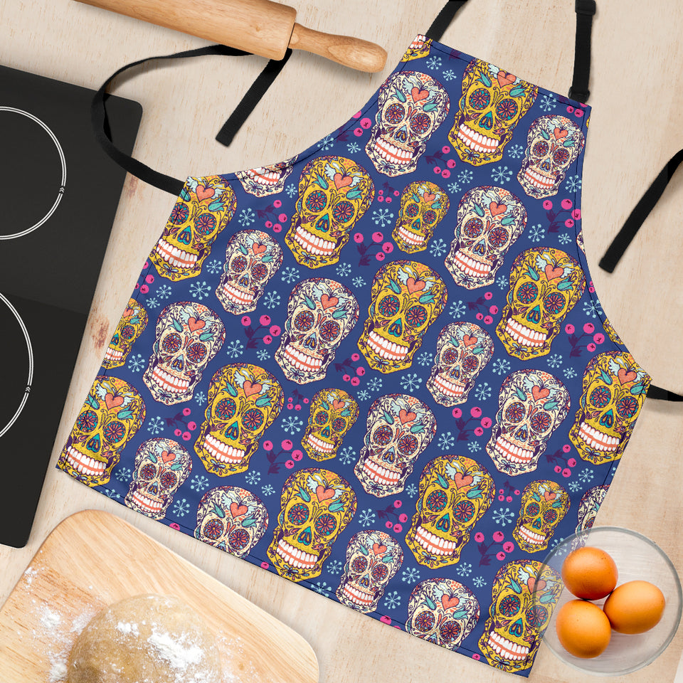 Sugar Skull Flower Pattern Adjustable Apron
