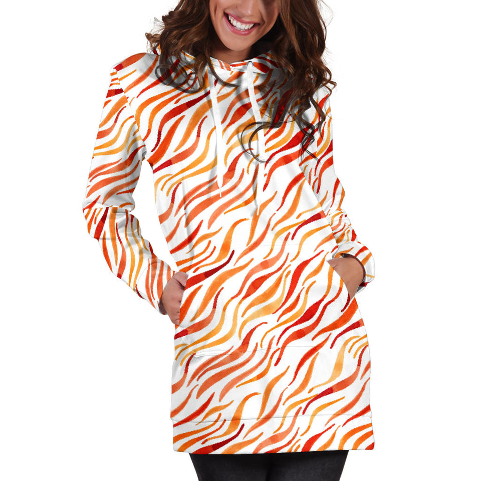 Fire Flame Watercolor Pattern Women'S Hoodie Dress