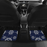 Nautical Steering Wheel Design Pattern Front And Back Car Mats