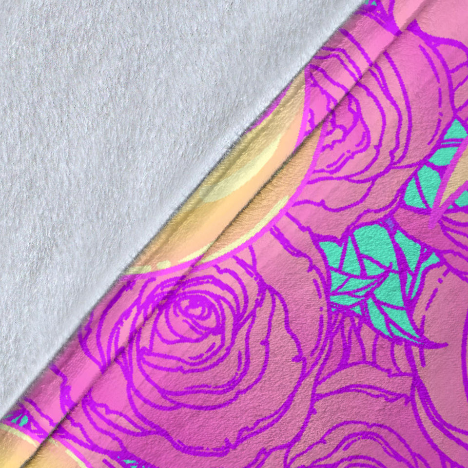 Moon Pink Rose Background Premium Blanket