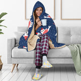 Cute Sea Lion Seal Christmas Hat Candy Cane Heart Pattern Hooded Blanket