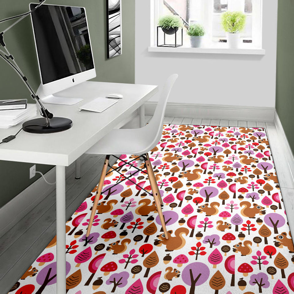Squirrel Pattern Print Design 02 Area Rug