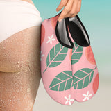 Grapefruit Leaves Flower Pink Background Aqua Shoes