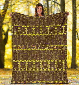 Egypt Hieroglyphics Pattern Print Design 03 Premium Blanket