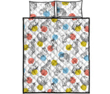 Siberian husky and colorful circle pattern Quilt Bed Set