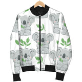 Hand Drawn Koala Leaves Pattern Women'S Bomber Jacket