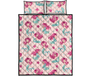 Cute little mermaid pattern Quilt Bed Set