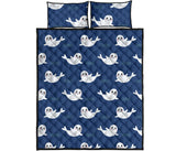 Cute white baby sea lion seal pattern Quilt Bed Set