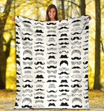 Mustache Beard Pattern Print Design 04 Premium Blanket