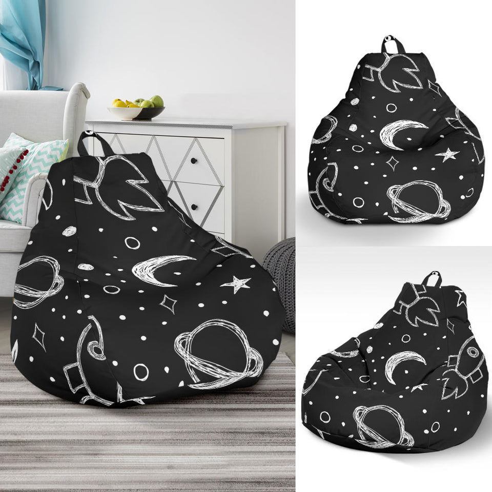 Hand Drawn Space Rocket Star Planet Bean Bag Cover