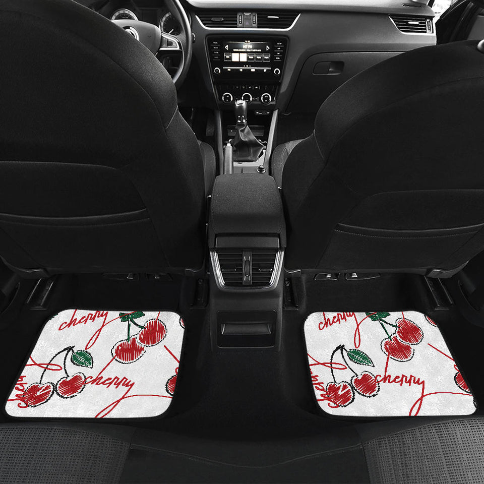 Hand Drawn Cherry Pattern Front And Back Car Mats