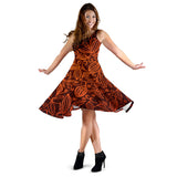 Cocoa Beans Tribal Polynesian Pattern Sleeveless Midi Dress