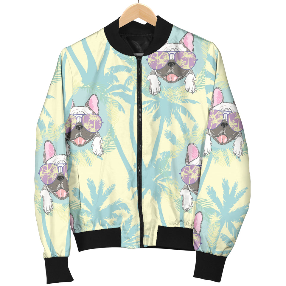 French Bulldog Hawaii Blackground Women'S Bomber Jacket