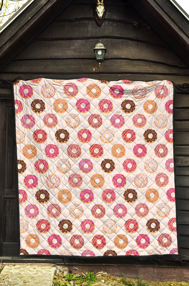 Colorful Donut Pattern Premium Quilt
