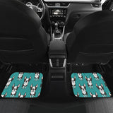 Hand Drawn Boston Terrier Dog Pattern Front And Back Car Mats
