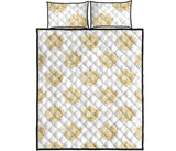 Gold Ornamental lotue waterlily symbol pattern Quilt Bed Set