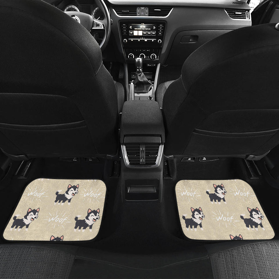Cute Siberian Husky Front And Back Car Mats