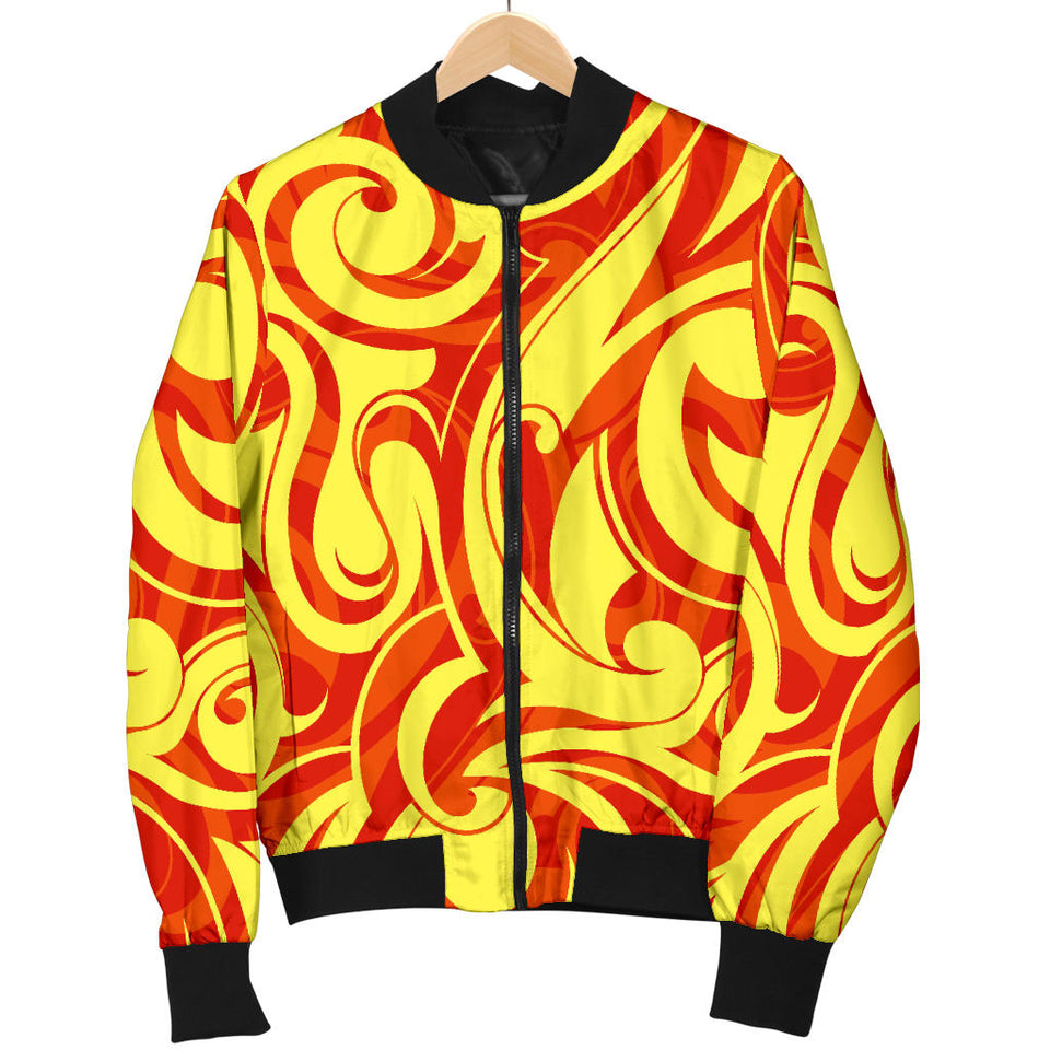 Fire Flame Design Pattern Women'S Bomber Jacket