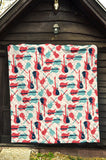 Red Blue Guitar Pattern Premium Quilt