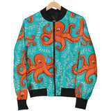 Octopus Turquoise Background Women'S Bomber Jacket