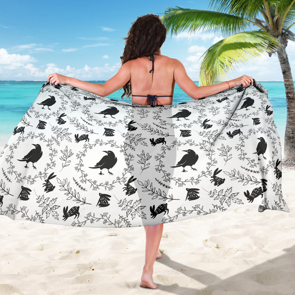 Crows Floral Wreath Rabbit Pattern Sarong