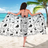 Crows Floral Wreath Rabbit Pattern Sarong