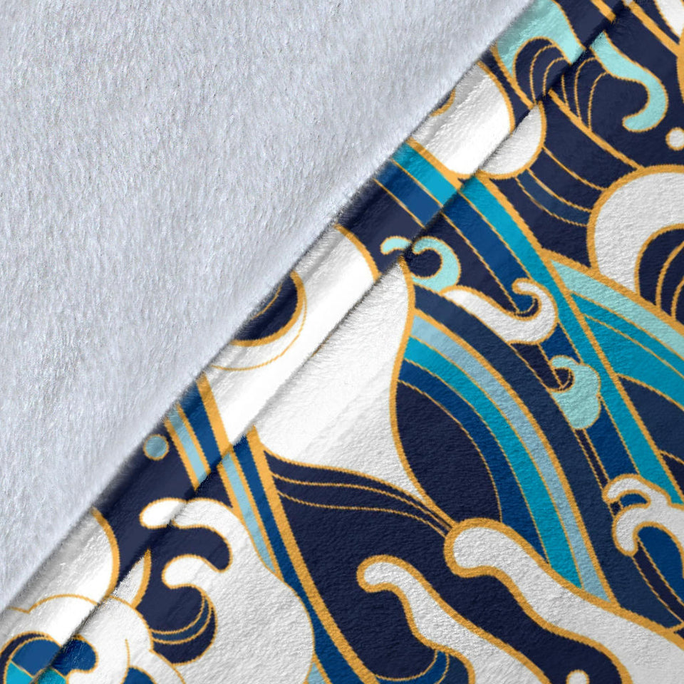 Japanese Wave Pattern Premium Blanket