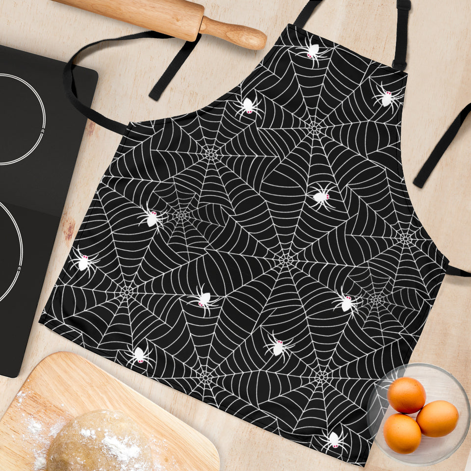 Spider Web Design Pattern Black Background White Cobweb Adjustable Apron