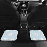 White Cute Pomeranian Pattern Front And Back Car Mats