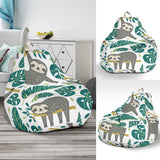 Cute Sloths Tropical Palm Leaves White Background Bean Bag Cover