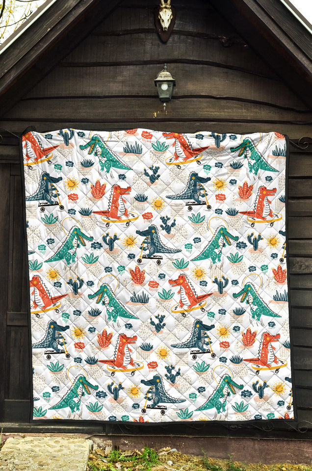 Cute Crocodile Pattern Premium Quilt