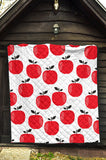 Red Apples White Background Premium Quilt