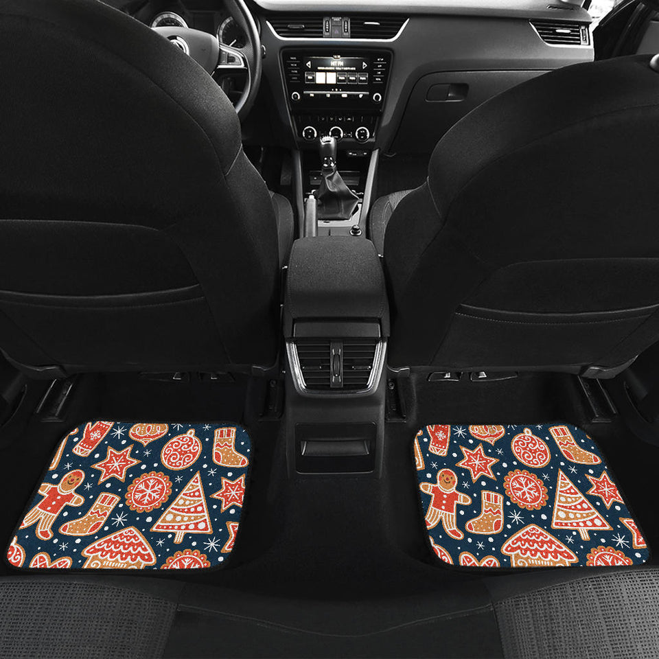 Christmas Gingerbread Cookie Pattern Front And Back Car Mats