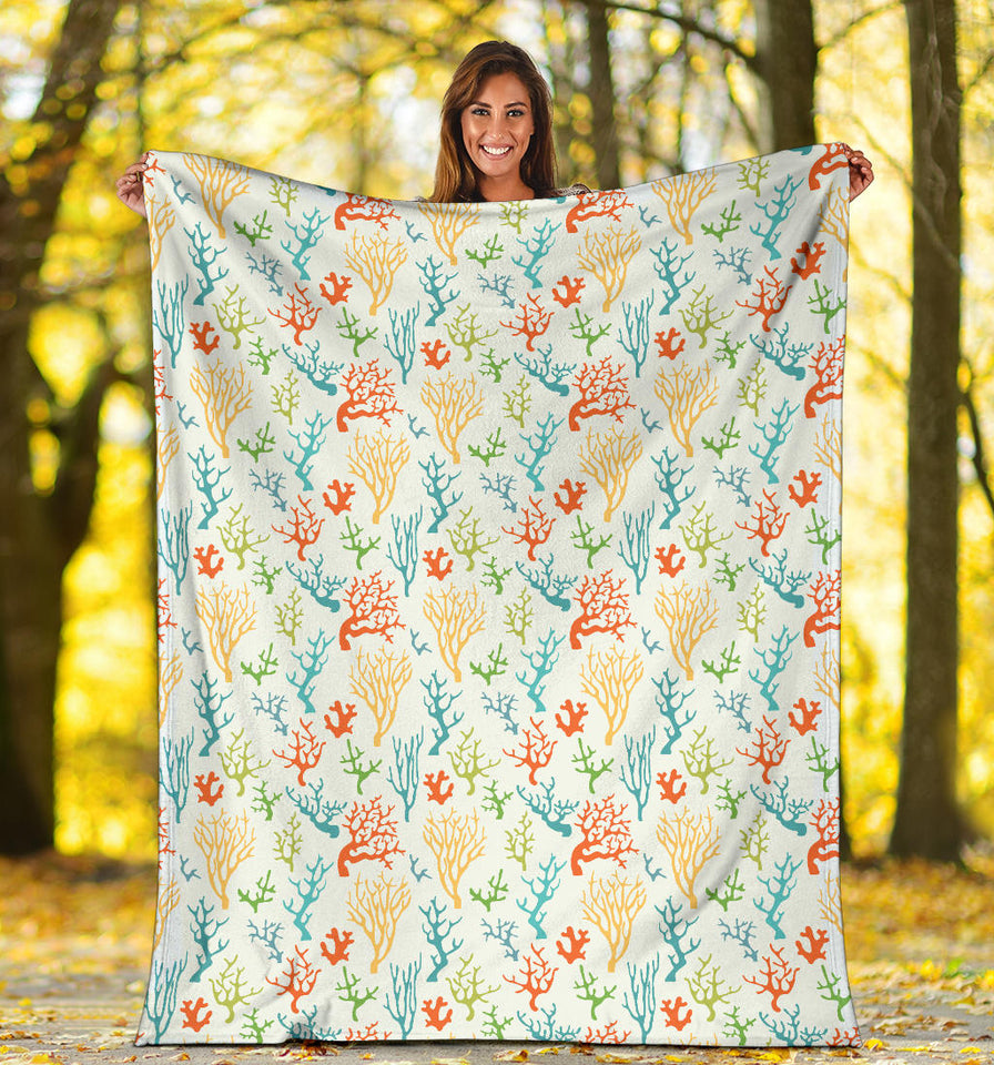 Coral Reef Pattern Print Design 02 Premium Blanket