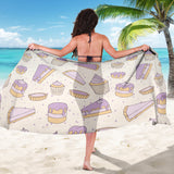 Cakes Pies Tarts Muffins And Eclairs Purple Blueberry Topping Pattern Sarong