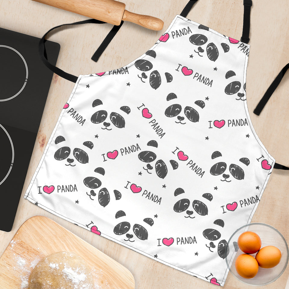 Hand Drawn Faces Of Pandas Pattern Adjustable Apron