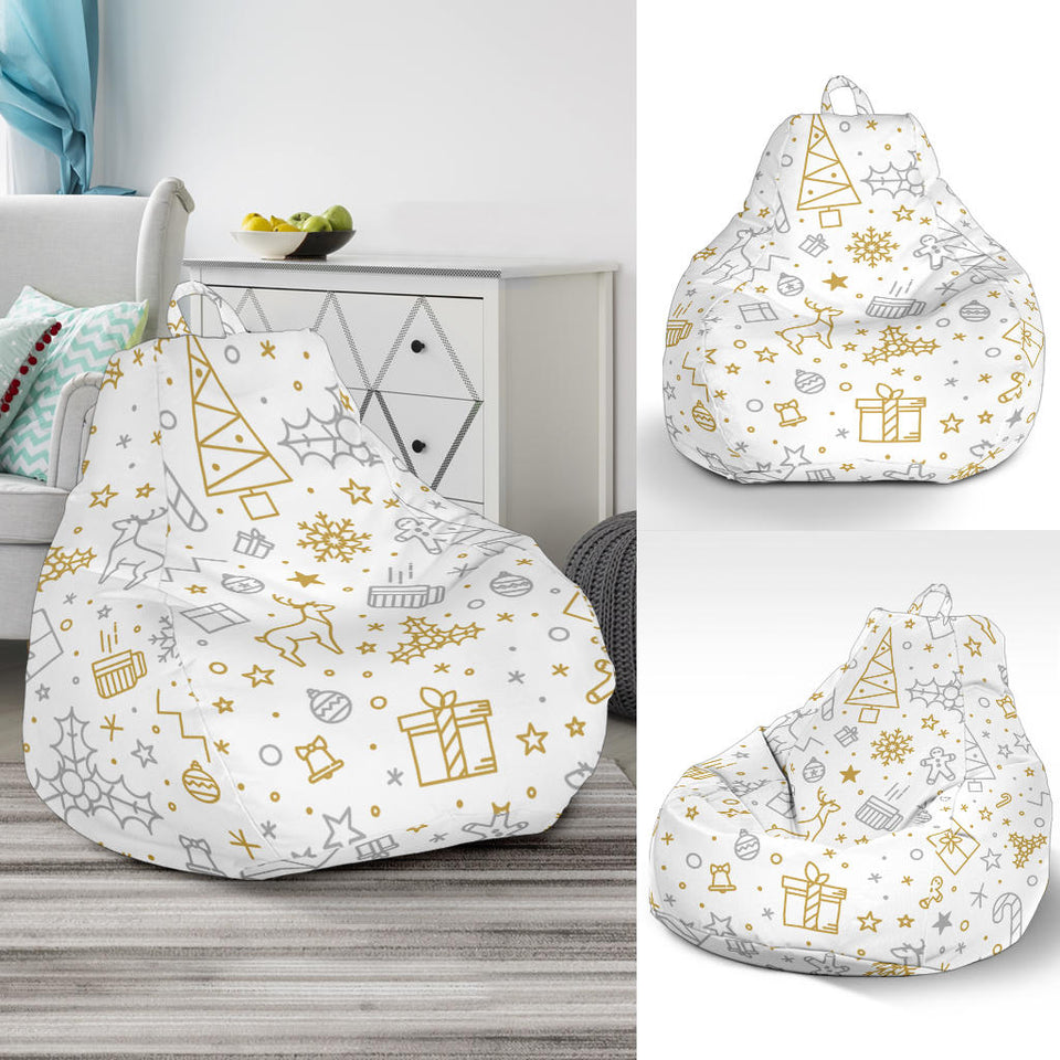 Christmas Tree Christmas Element Silver Gold Pattern Bean Bag Cover