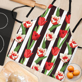 Red And White Tulips Pattern Adjustable Apron