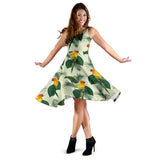 Beautiful Parrot Palm Leaves Pattern Sleeveless Midi Dress
