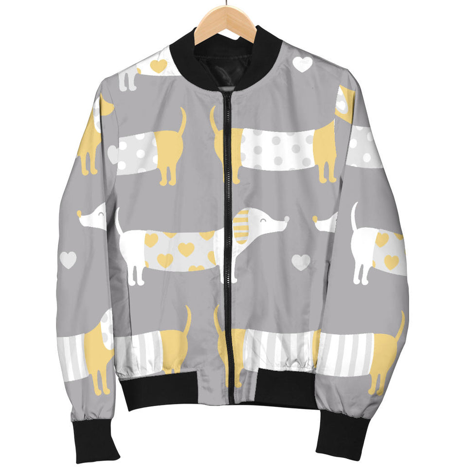 Cute Dachshund Dog Pattern Women'S Bomber Jacket