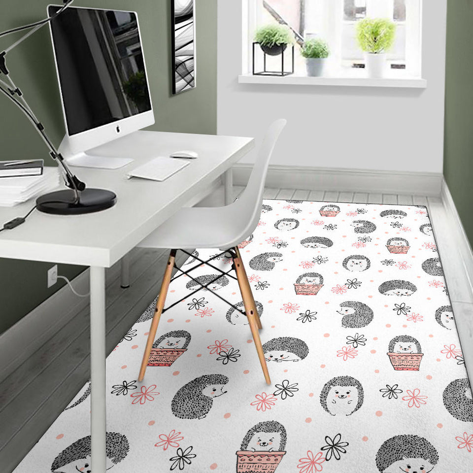 Hedgehog Pattern Print Design 02 Area Rug