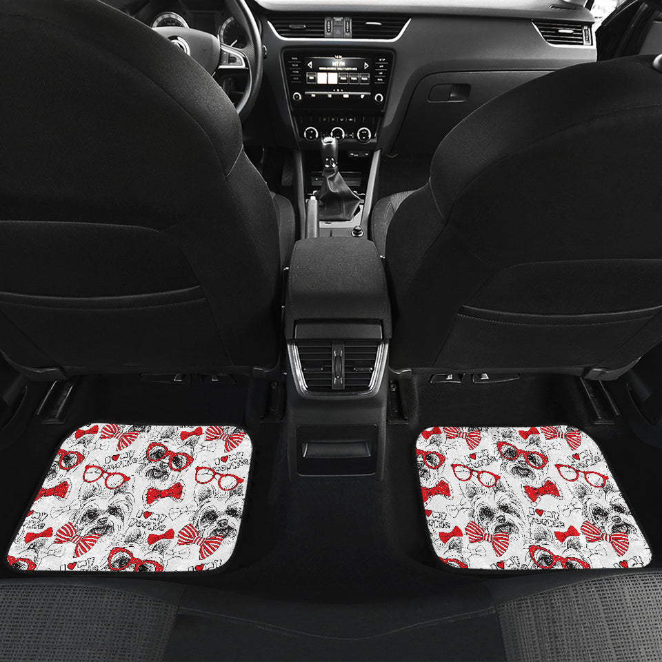 Yorkshire Terrier Pattern Print Design 04 Front and Back Car Mats