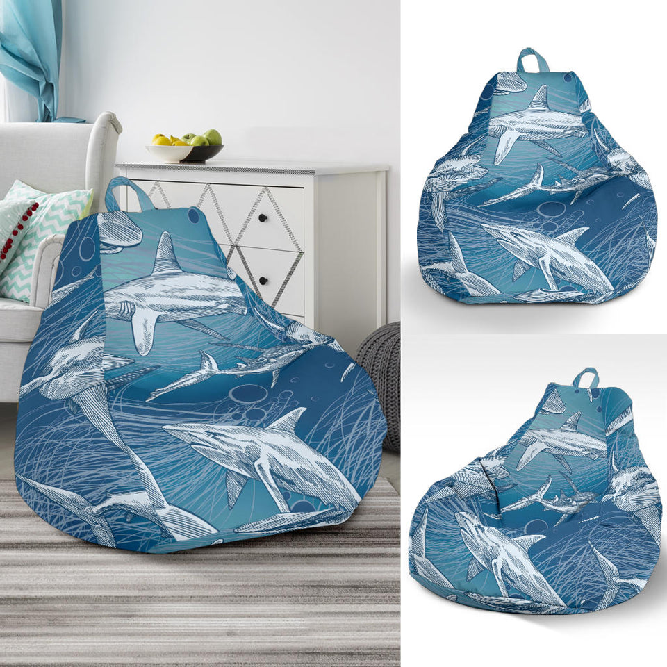 Shark Hand Drawn Bean Bag Cover