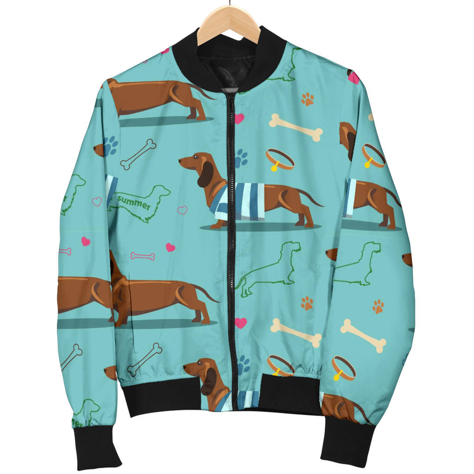 Dachshund Decorative Background Women'S Bomber Jacket
