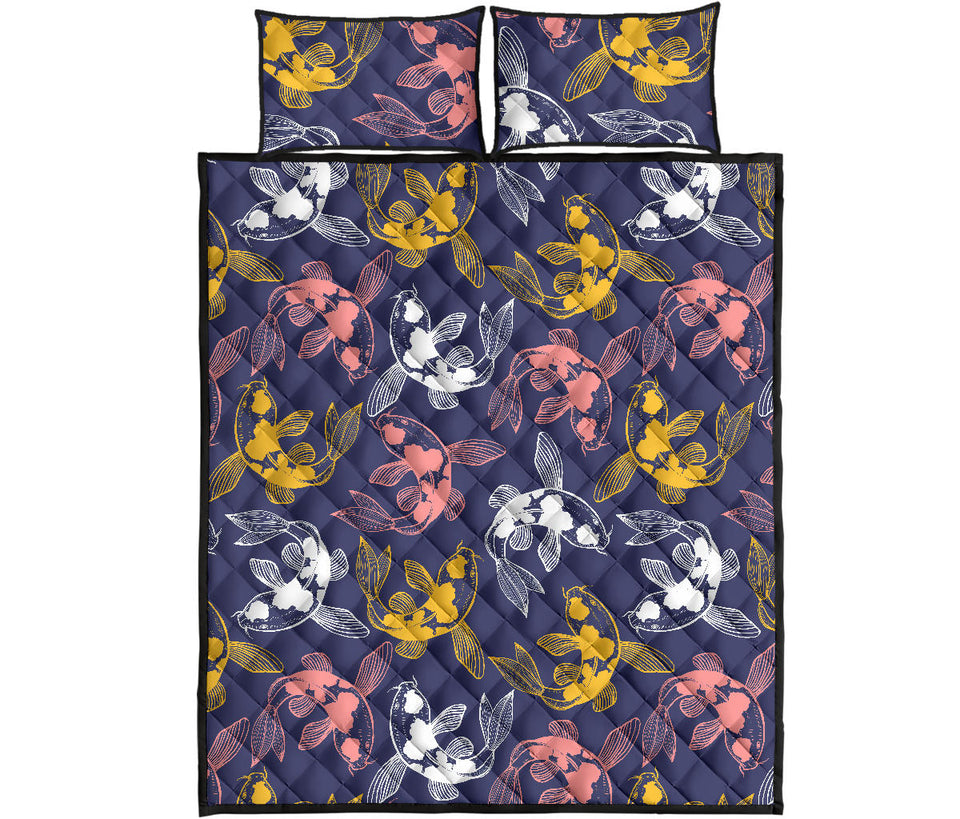 Koi Fish Carp Fish pattern Quilt Bed Set