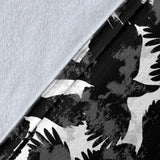 Crow Illustration Pattern Premium Blanket