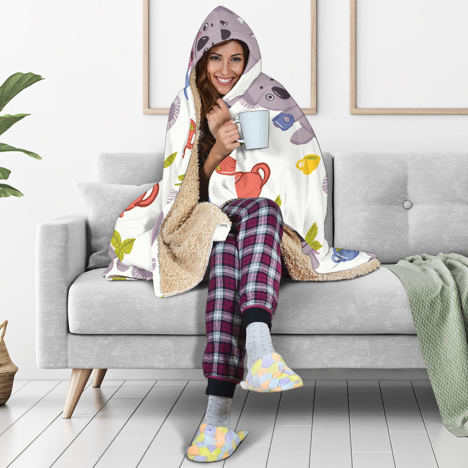 Cute Koalas Teapots Tea Hooded Blanket