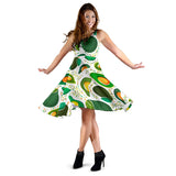 Avocado Design Pattern Sleeveless Midi Dress