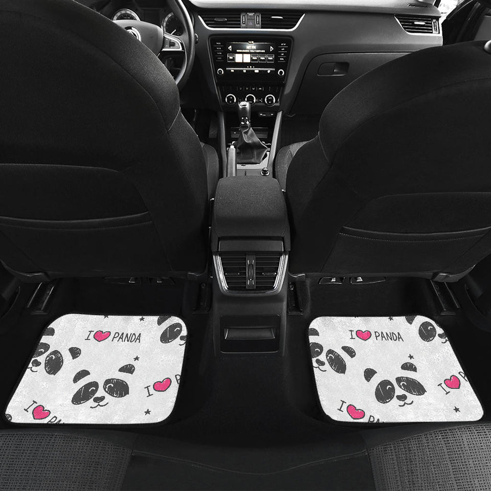 Hand Drawn Faces Of Pandas Pattern Front And Back Car Mats